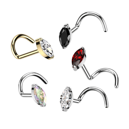 Premium G23 Titanium Marquise Claw-Set Nose Screw