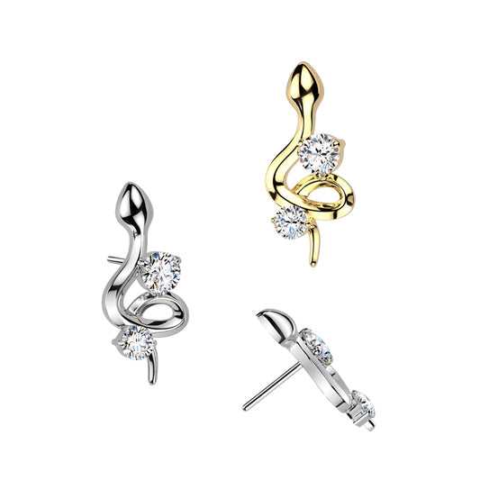 Premium 23 Titanium Wavy Snake Claw-Set Crystal Threadless Top