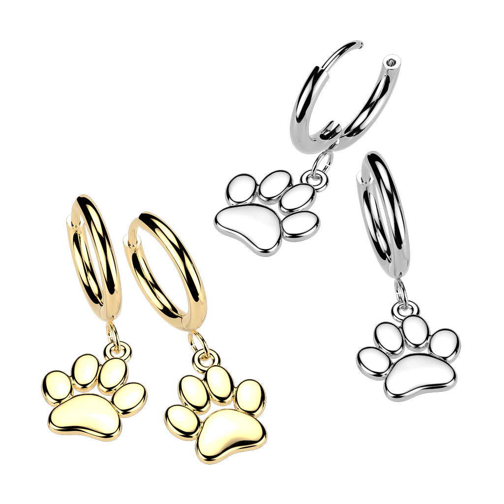 Paw Print Dangle Cuff Earrings