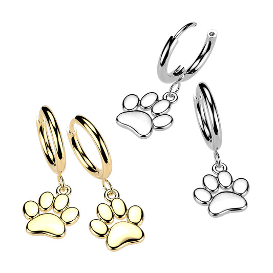 Paw Print Dangle Cuff Earrings