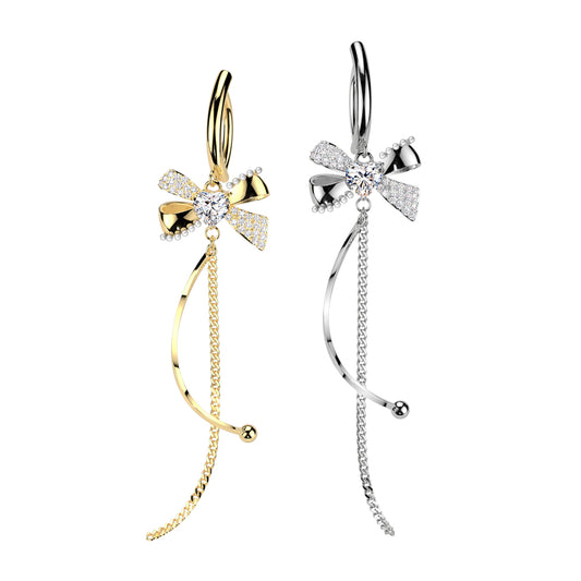 Fancy Bow Heart Center Dangle Clicker 14g