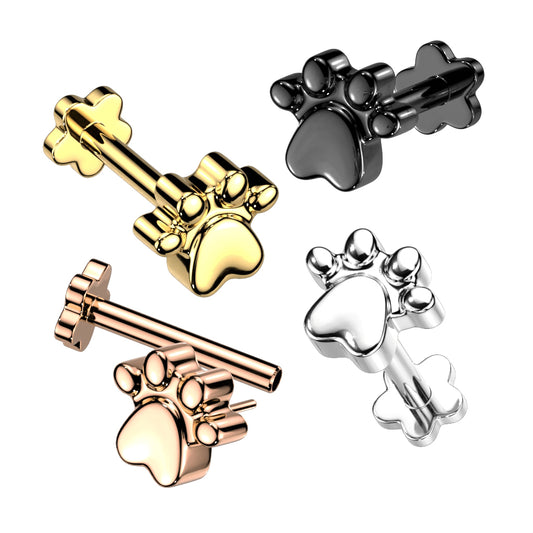 Premium G23 Titanium Flower Base Paw Threadless Flat Back