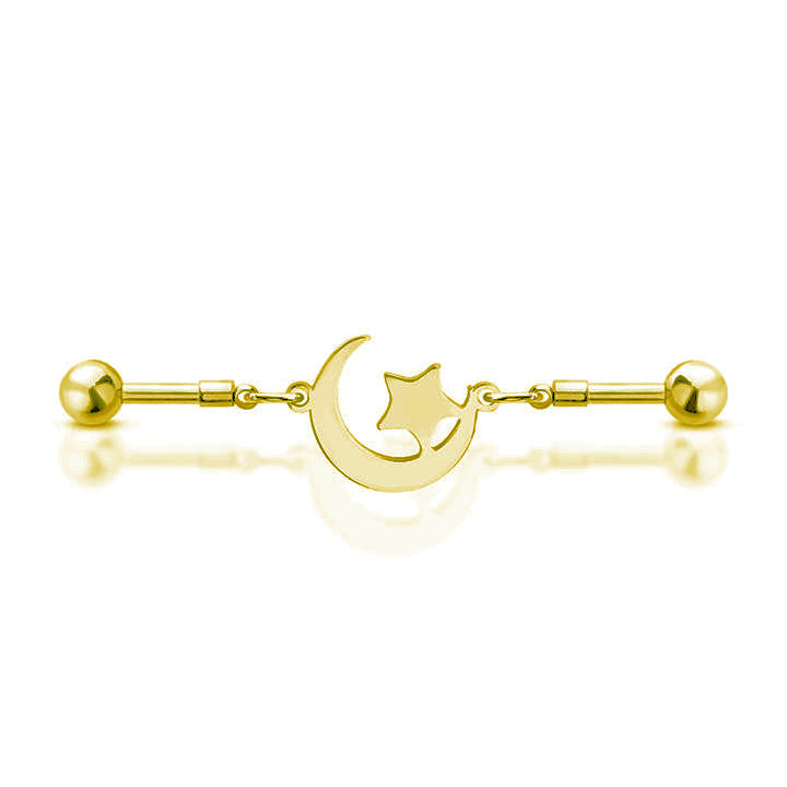 Premium Moon and Start Industrial Barbell 14g