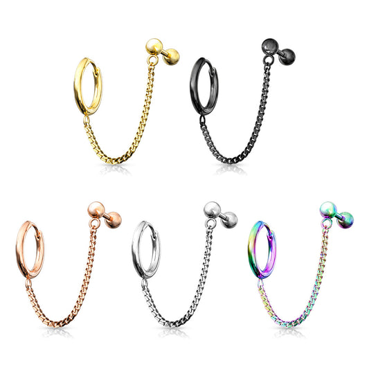 Surgical Steel Ball Back + Chain Earrings