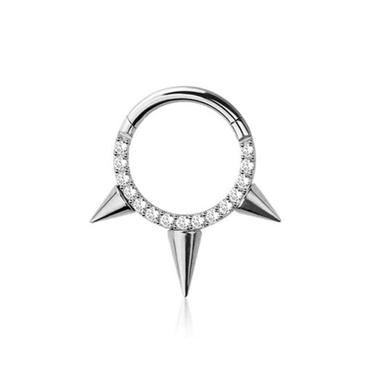 Premium Crystal Edge Spike Segment Ring 16g