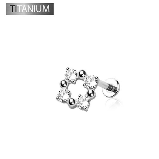 Premium G23 Titanium Clover Claw-Set Flat Back 16g