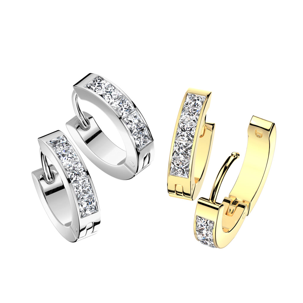 Geometric Channel-Set Crystal Cuff Earrings