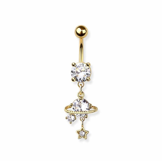 Celestial Claw-Set Crystal Navel Dangle 14g