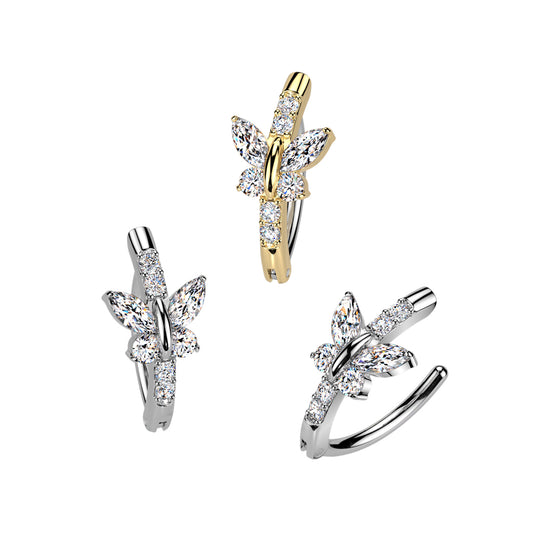 Butterfly Claw-Set Crystal Clicker 14g