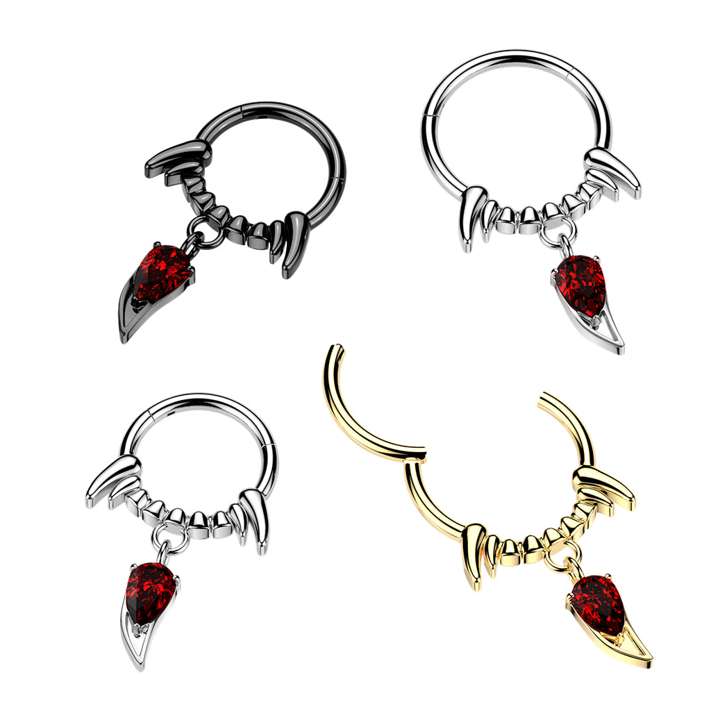 Premium Gothic Vampire Hinged Segment Ring 16g
