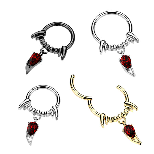 Premium Gothic Vampire Hinged Segment Ring 16g
