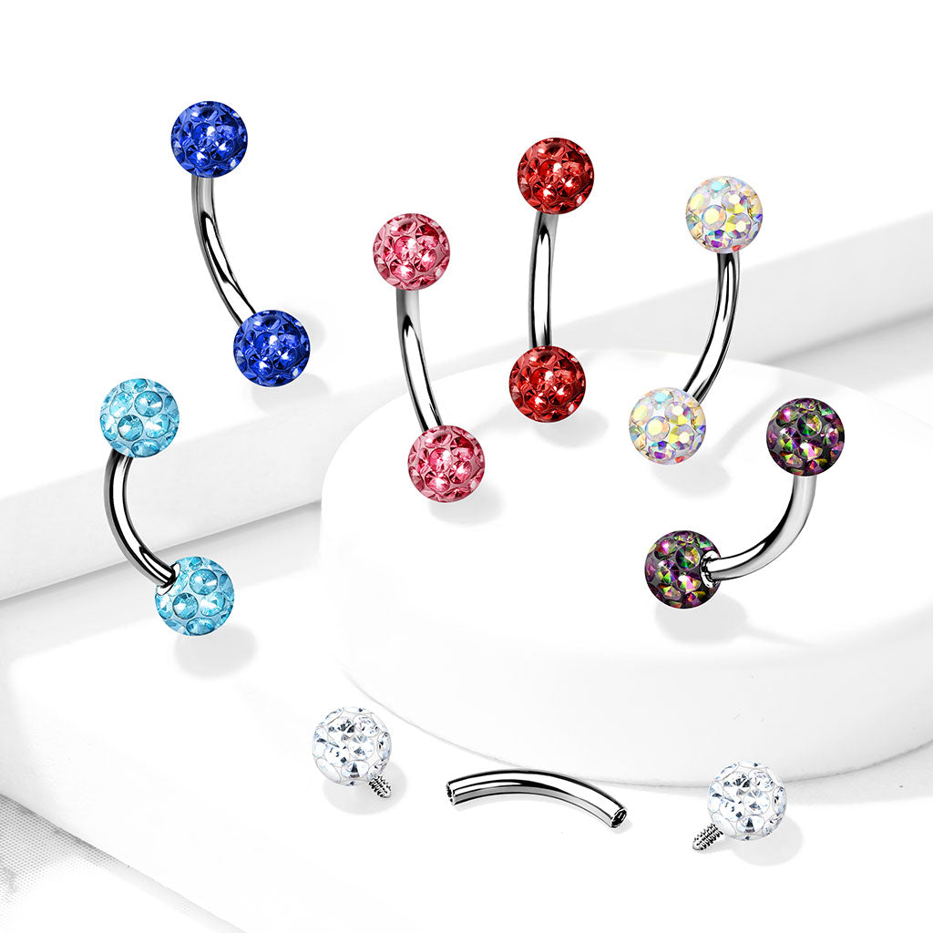 Surgical Steel Ferido Bead Curved Barbell 14g