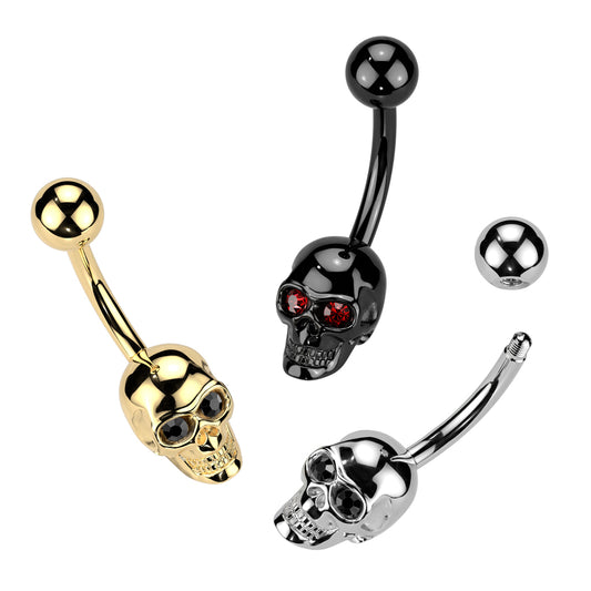 Premium Skull Navel Barbell 14g