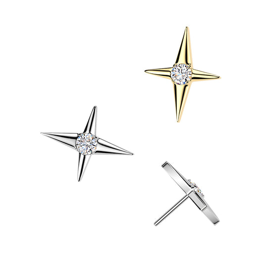 Premium G23 Titanium Luxe Crystal North Star Threadless Top