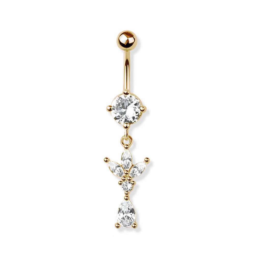 Crystal Marquise Cascade Navel Dangle 14g