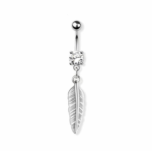 Crystal Claw-set Feather Navel Dangle 14g