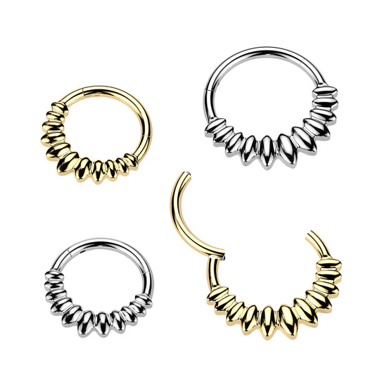 Premium Rounded Spiked Hinged Segment Ring 16g