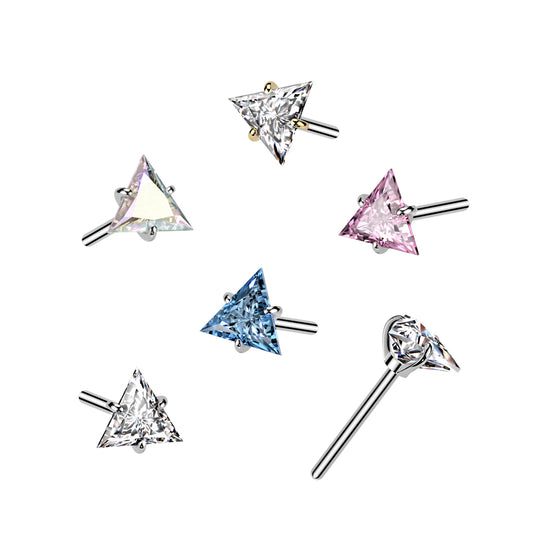 Premium 23 Titanium Triangle Claw-Set Crystal Threadless Top
