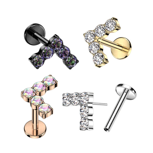 Premium G23 Titanium Crystal Arrow Threadless Flat Back