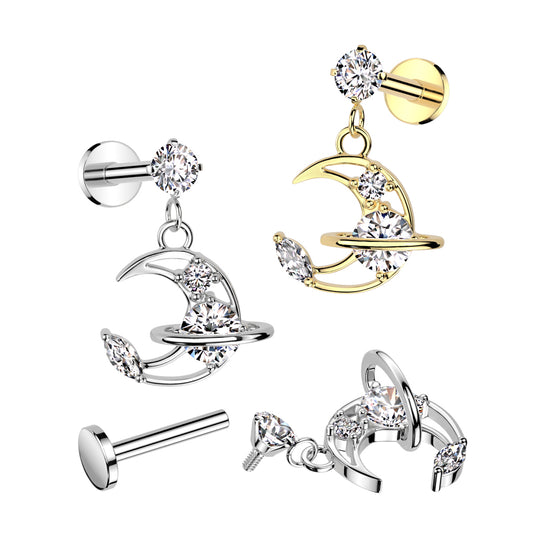 Claw-Set Crystal Moon Dangle Flat Back 16g