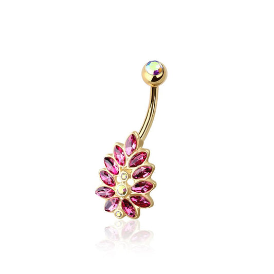 Crystal Floral Cluster Navel Barbell 14g