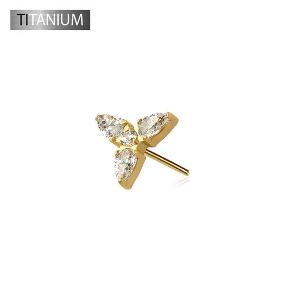 Premium G23 Titanium Flower Crystal Center Threadless Top