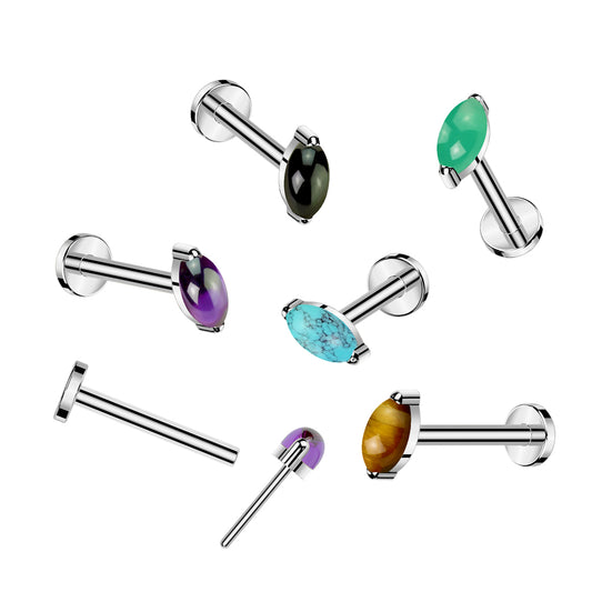 Premium G23 Titanium Luxe Marquise Threadless Flat Back