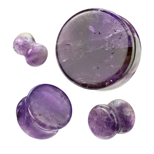 Amethyst Stone Plugs 2g - 1"