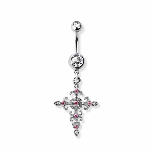 Baroque Cross Navel Dangle 14g