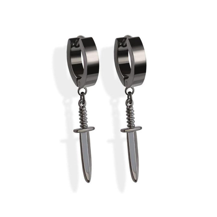 Gothic Dagger Dangle Cuff Earrings