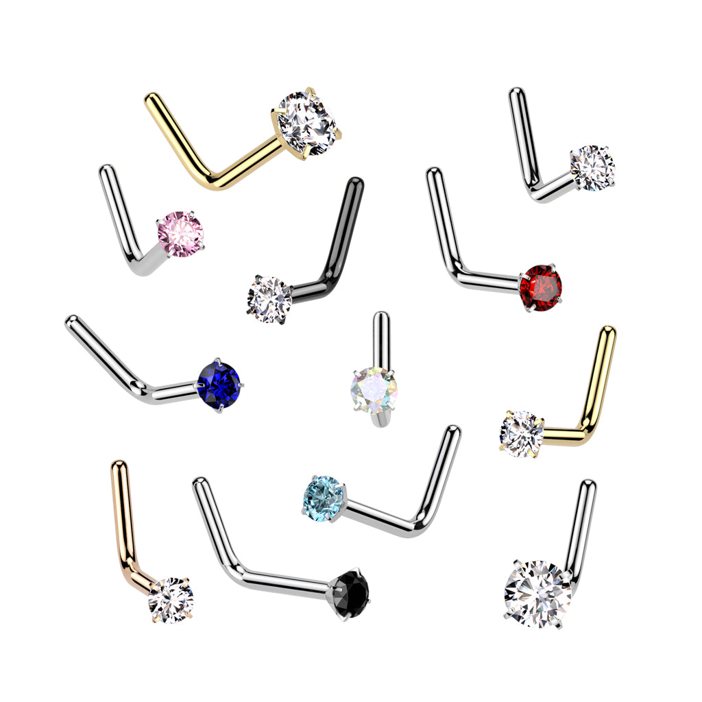 Premium G23 Titanium Claw-Set Crystal Nose Pin 20g