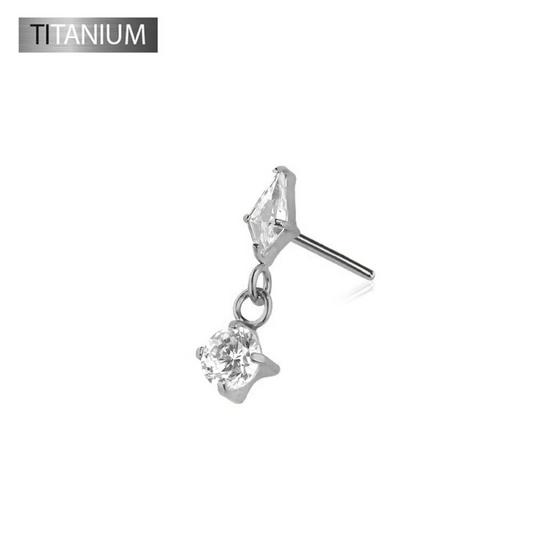 Premium G23 Titanium Rhombus Claw-Set Dangle Threadless Top