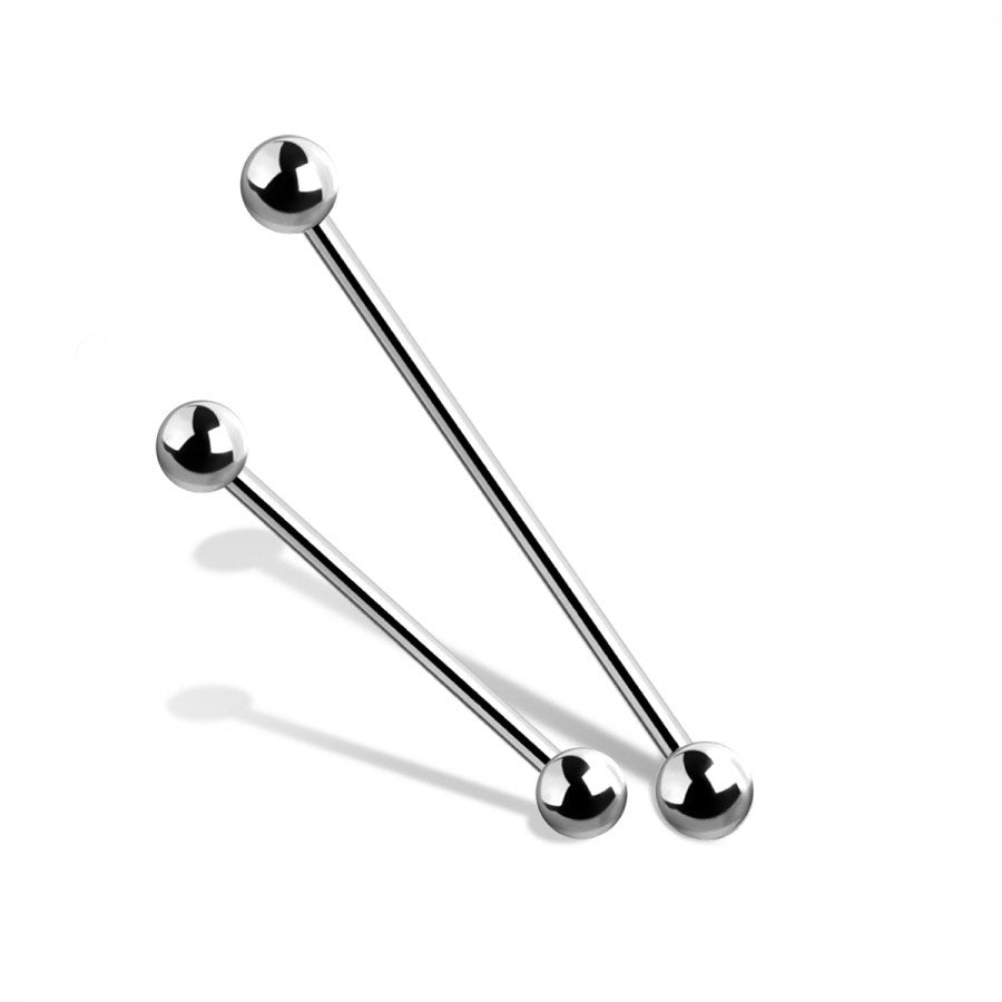 Surgical Steel Straight Barbell Externally Threaded 18g - 00g