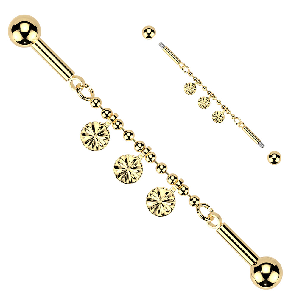 Dangling Daisies Chain Industrial Barbell 14g