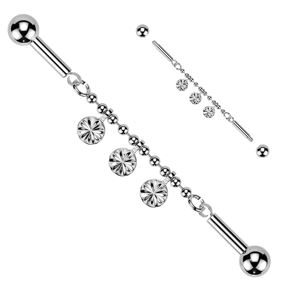 Dangling Daisies Chain Industrial Barbell 14g