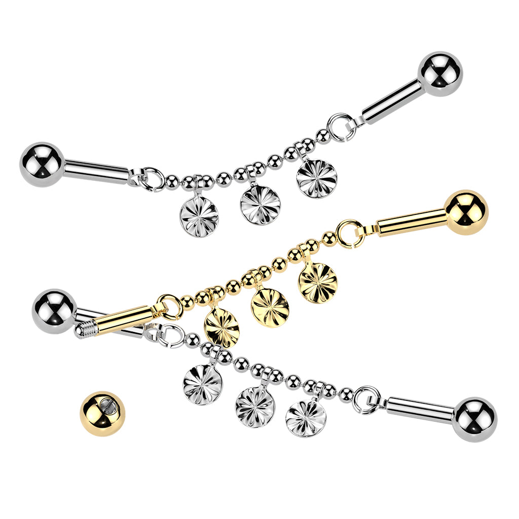 Dangling Daisies Chain Industrial Barbell 14g