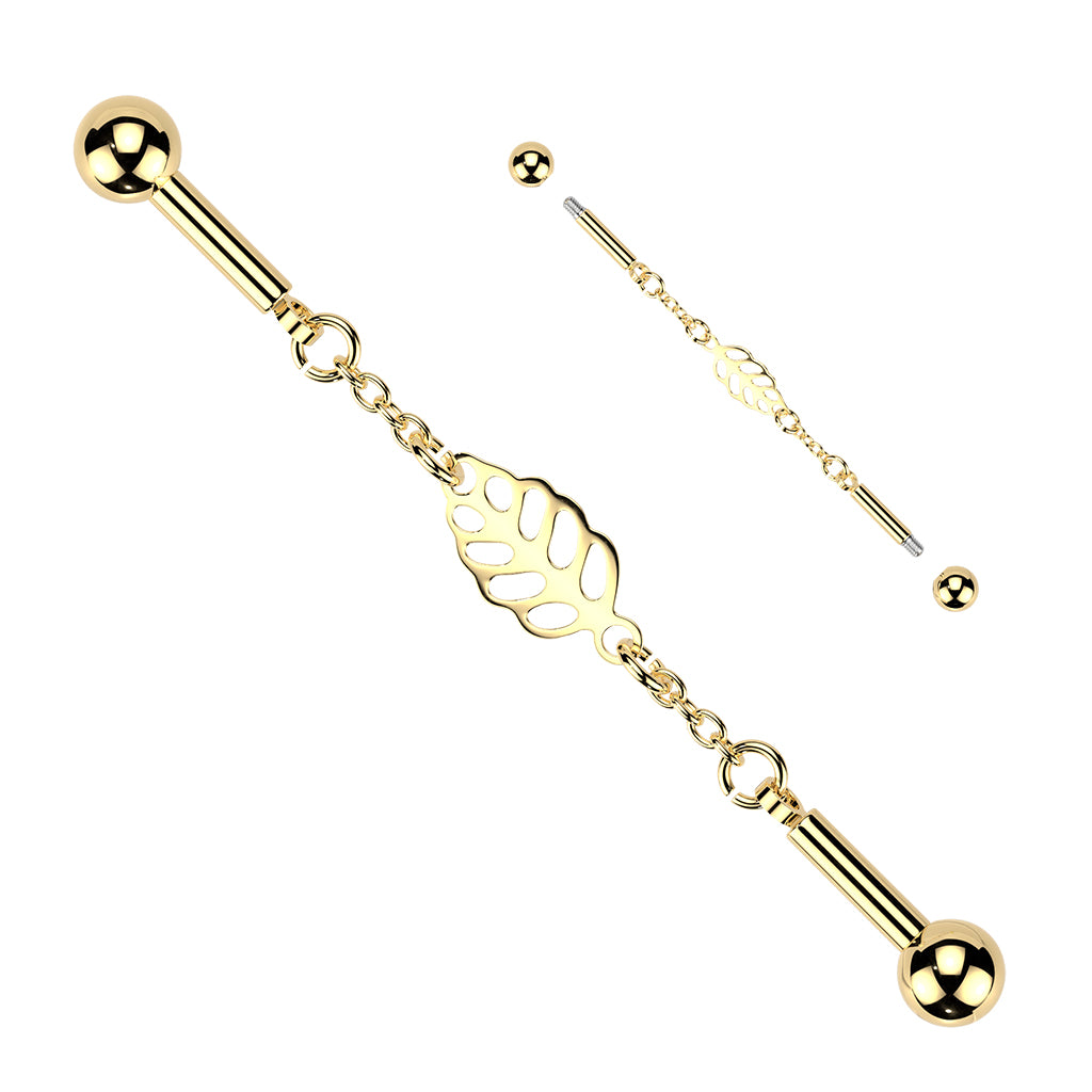 Whispering Leaf Chain Industrial Barbell 14g