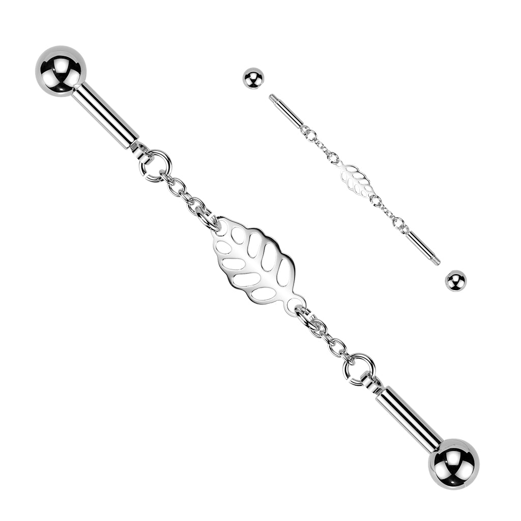 Whispering Leaf Chain Industrial Barbell 14g