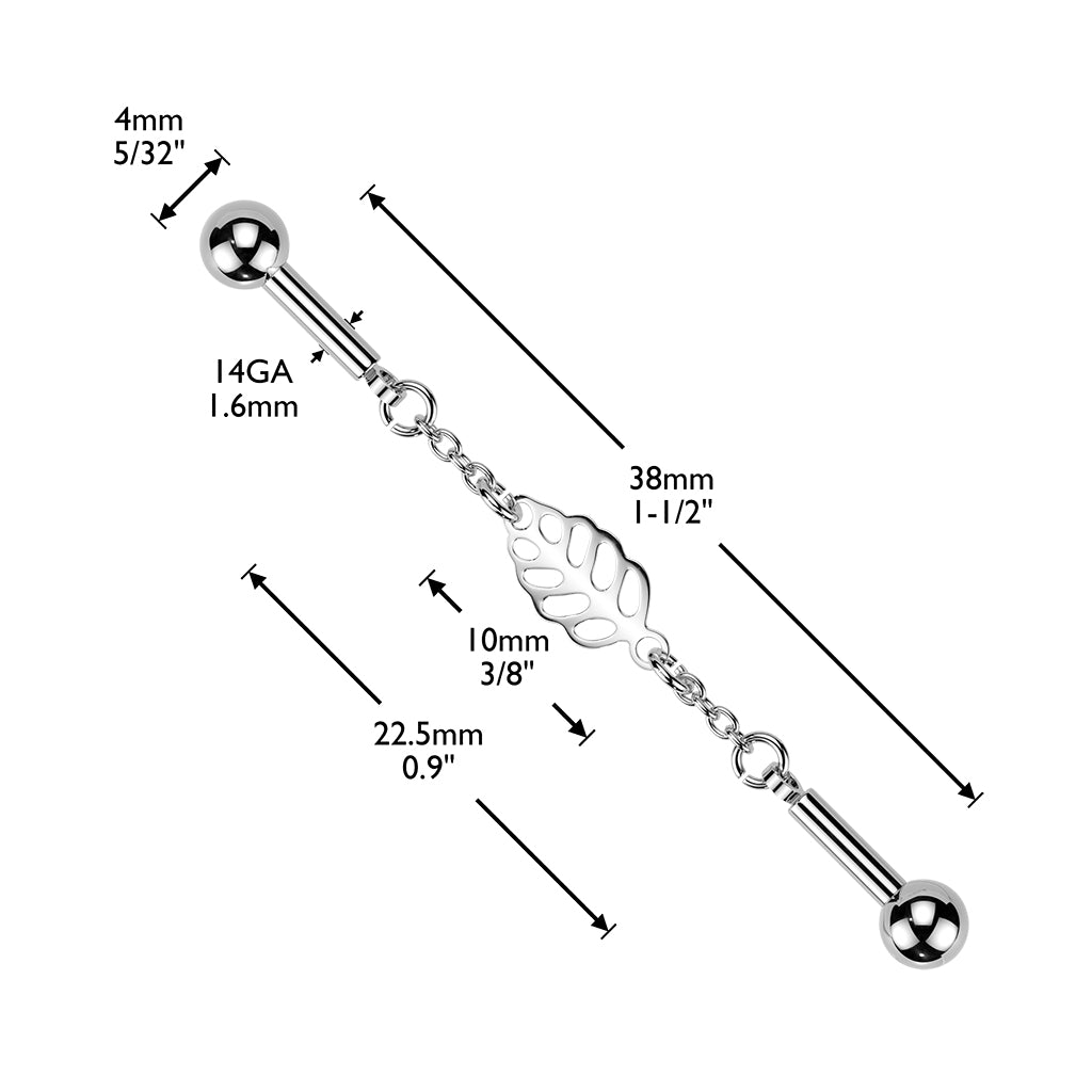 Whispering Leaf Chain Industrial Barbell 14g