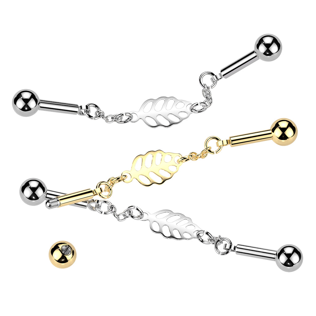 Whispering Leaf Chain Industrial Barbell 14g