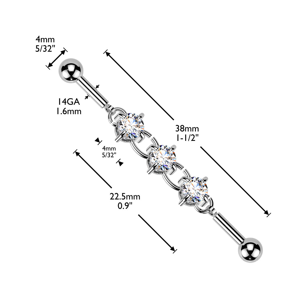 Linked Luster Chain Industrial Barbell 14g