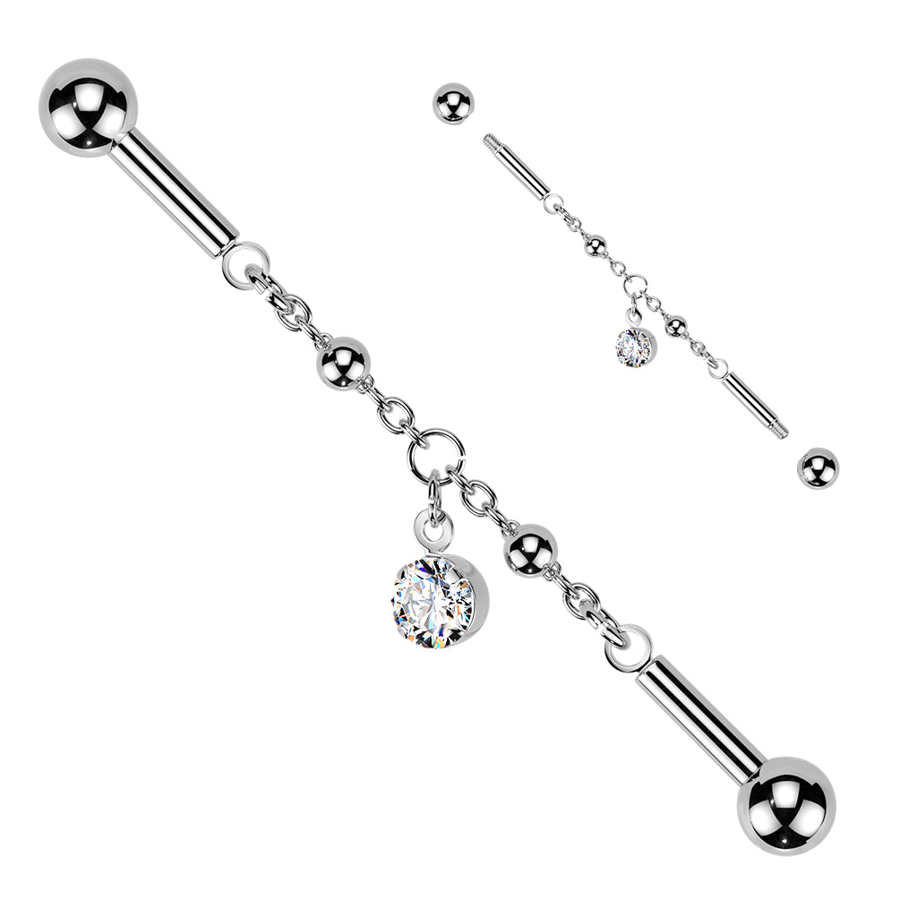Orbit Dangle Chain Industrial Barbell 14g