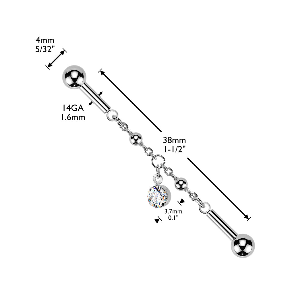 Orbit Dangle Chain Industrial Barbell 14g