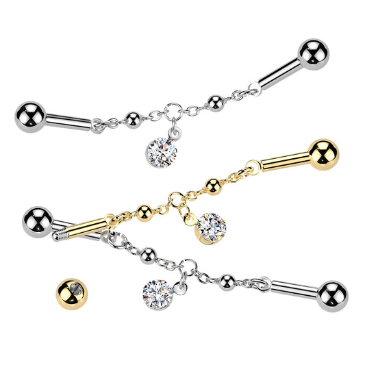 Orbit Dangle Chain Industrial Barbell 14g