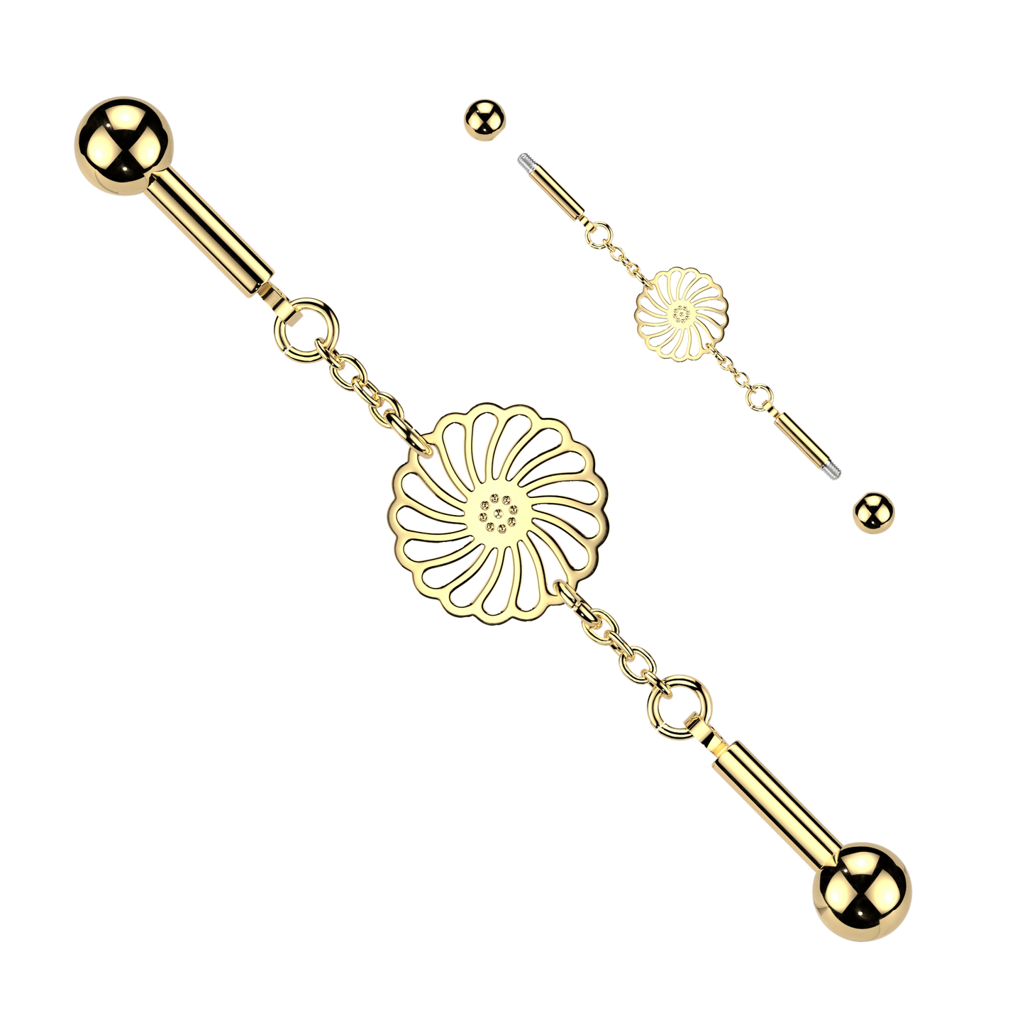 Flora Luxe Chain Industrial Barbell 14g
