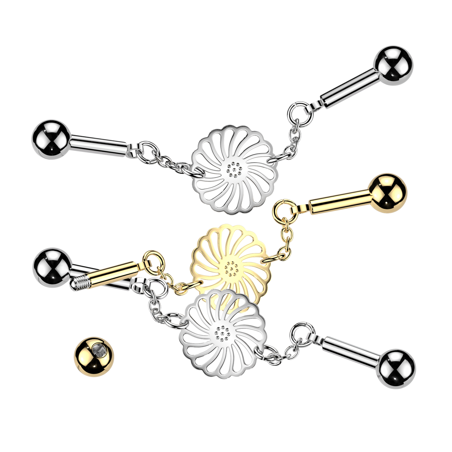Flora Luxe Chain Industrial Barbell 14g