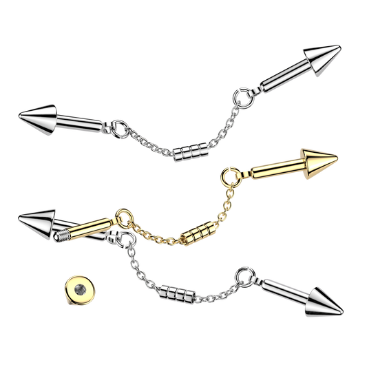 Spike Link Chain Industrial Barbell 14g