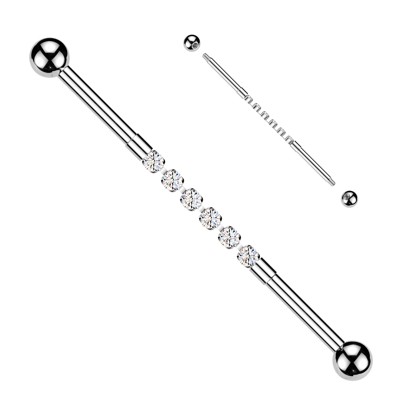 Premium Flex Crystal Bar Industrial Barbell 14g