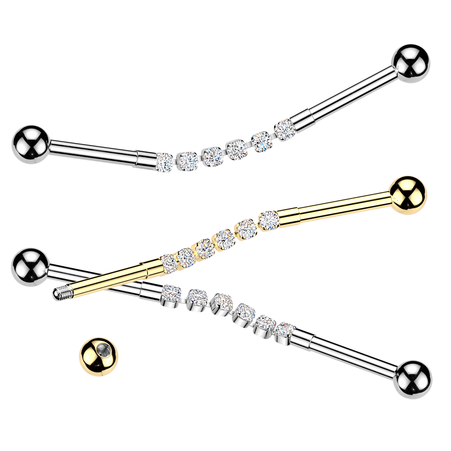 Premium Flex Crystal Bar Industrial Barbell 14g