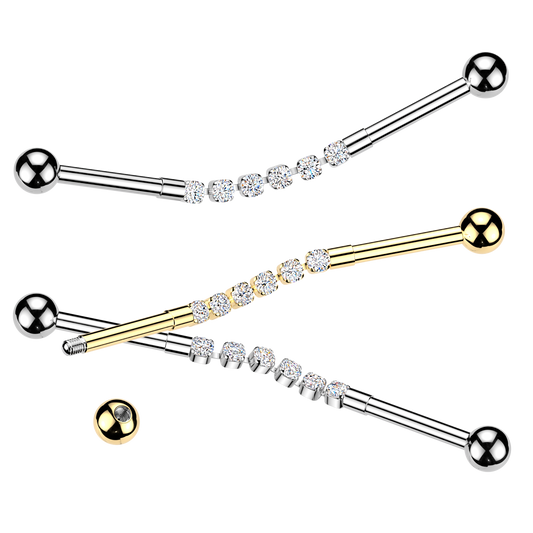 Premium Flex Crystal Bar Industrial Barbell 14g